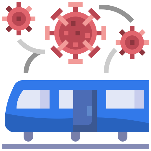 Coronavirus, railroad, railway, transport, virus icon