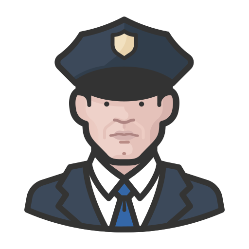 Coronavirus, male, police, white icon