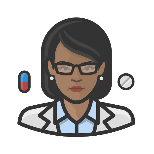 Black, coronavirus, female, pharmacist icon