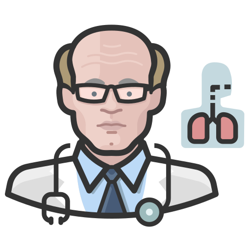 Coronavirus, male, pulmonologist, white icon