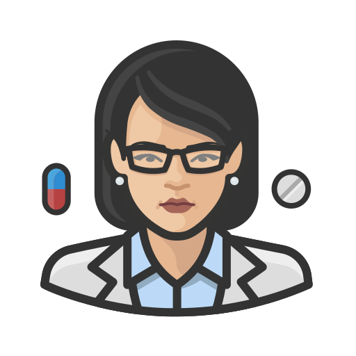 Asian, coronavirus, female, pharmacist icon
