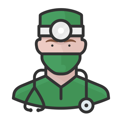 Coronavirus, male, surgeon, white icon
