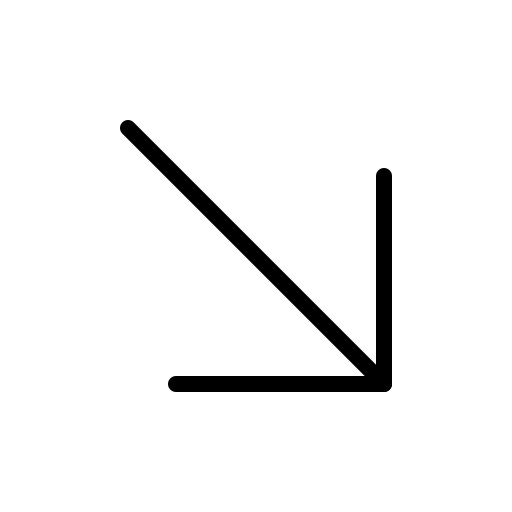 Arrow, down, right, thin icon