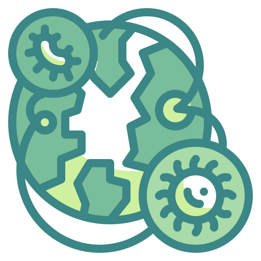 Bacteria, diagnosis, disease, infect, spread, virus, world icon