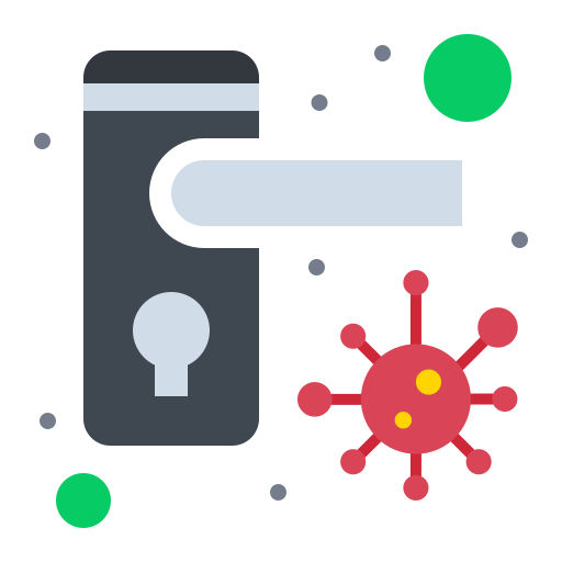 Bacteria, doorknob, locked, safety icon