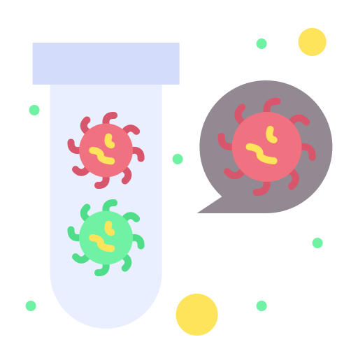 3, bacteria, elucation, fuild, tubes, virus icon