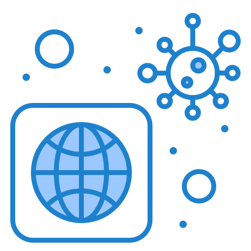 Bacteria, infected, virus, worldwide icon
