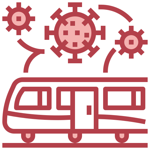 Coronavirus, railroad, railway, transport, virus icon