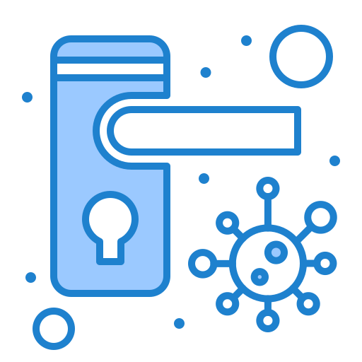 Bacteria, doorknob, locked, safety icon