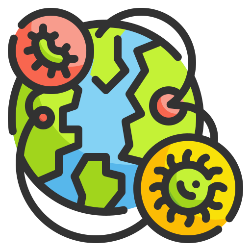 Bacteria, diagnosis, disease, infect, spread, virus, world icon