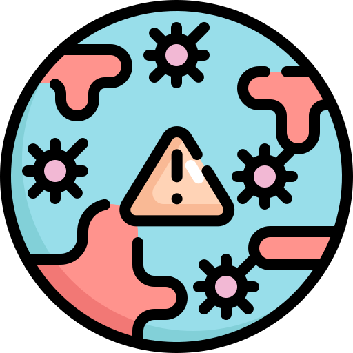 Bacteria, transmission, virus, warning, world, worldwide icon