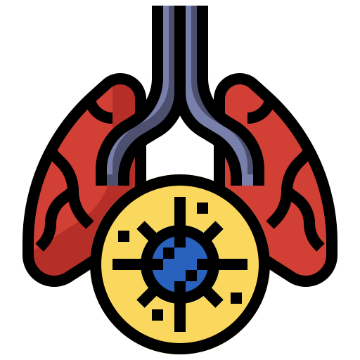 Bacteria, lungs, respiration, respiratory, system, virus icon