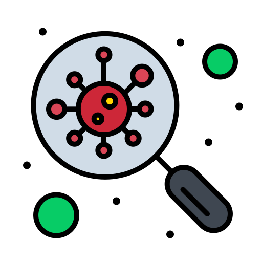 Bacteria, find, germs, scan, search icon