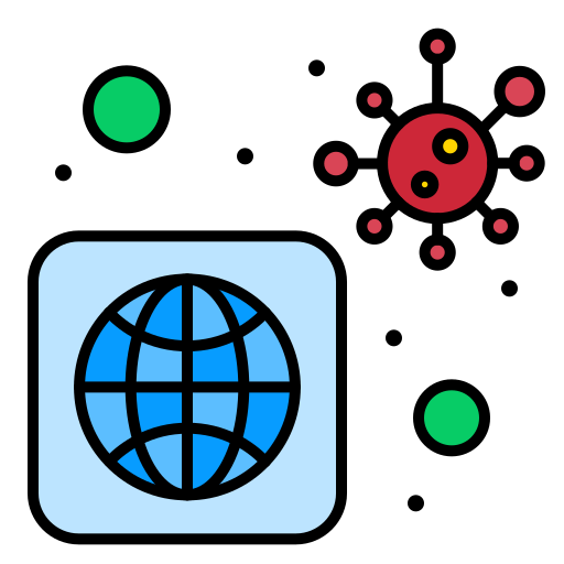 Bacteria, infected, virus, worldwide icon