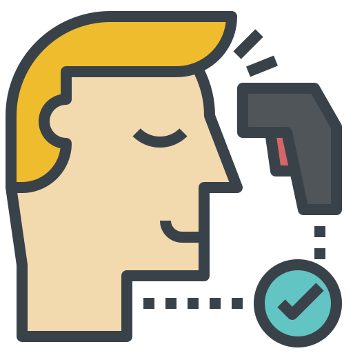 Flu, heat, scan, temperature, thermometer, covid-19, check icon