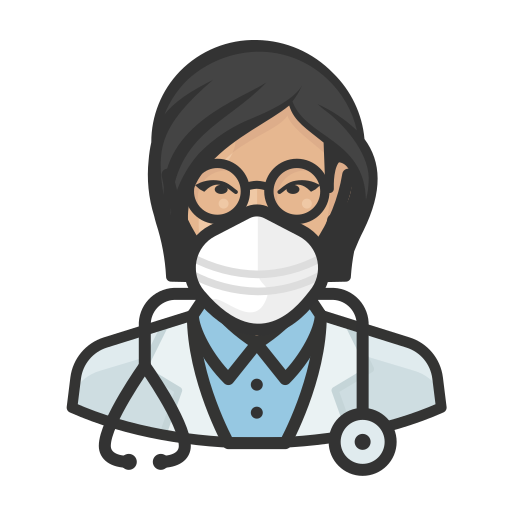 Asian, coronavirus, doctor, female icon