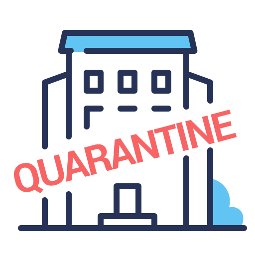 Building, coronavirus, quarantine, staying icon