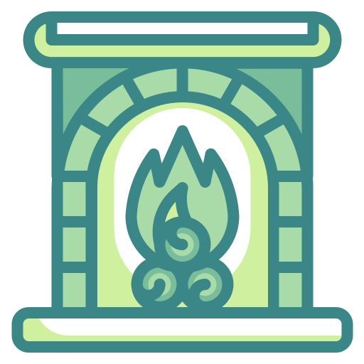 Winter, home, furniture, fireplace, fire, living icon