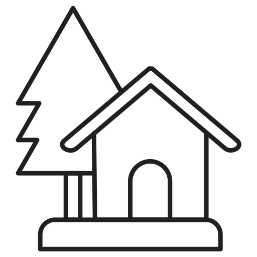 Estate, home, house, real, tree icon