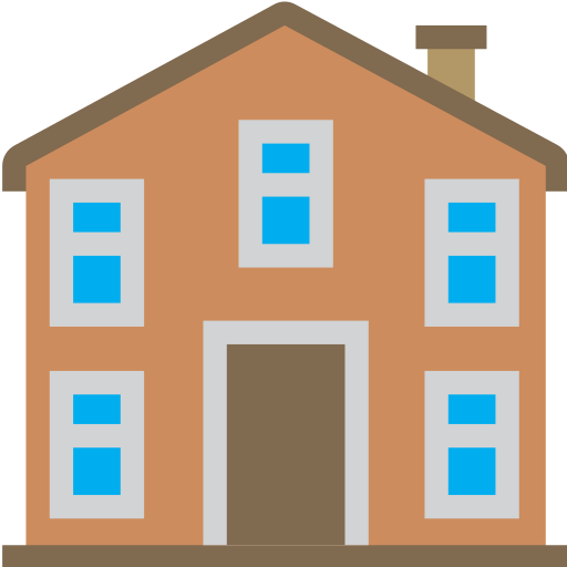 Front, home, house, huge, view, building, estate icon