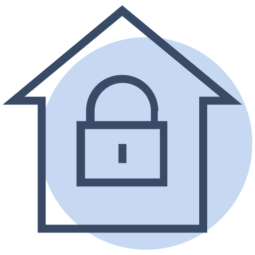 Corona, coronavirus, house, lock, security, virus icon