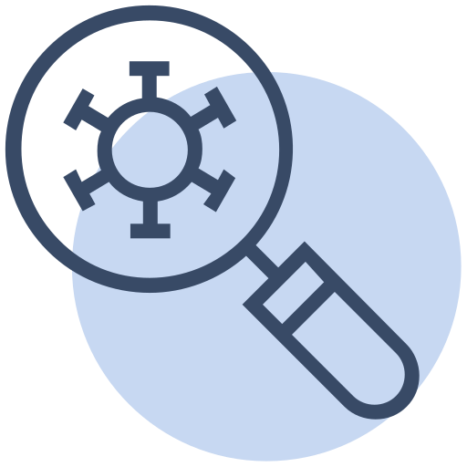 Corona, coronavirus, germs, magnifier, searching, spread, virus icon