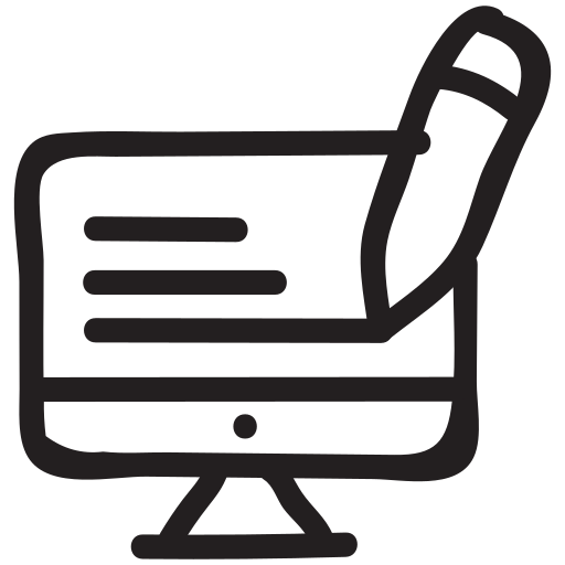 Content, copywriting, editing, optimization, paper, pencil, writing icon