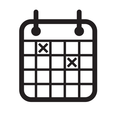 Calendar, clipboard, date, x icon