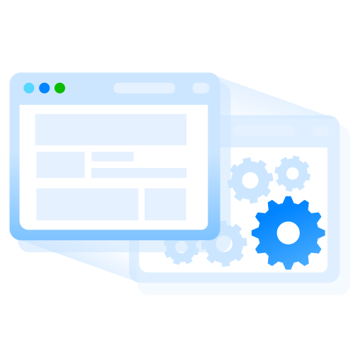 Browser, gears, staging, website, window icon