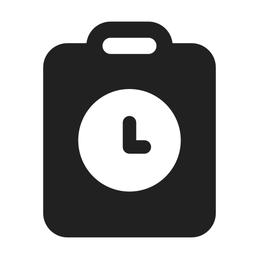 Ic, fluent, clipboard, clock, filled icon