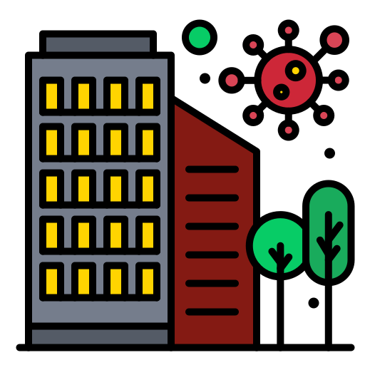 Building, city, disease, protection, safety, virus icon