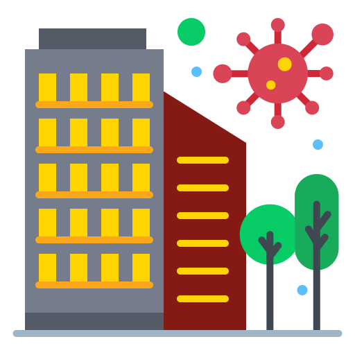 Building, city, disease, protection, safety, virus icon