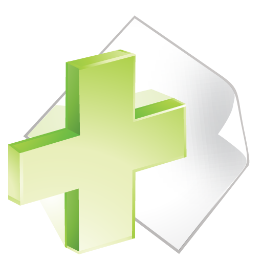 Add, green, paper icon