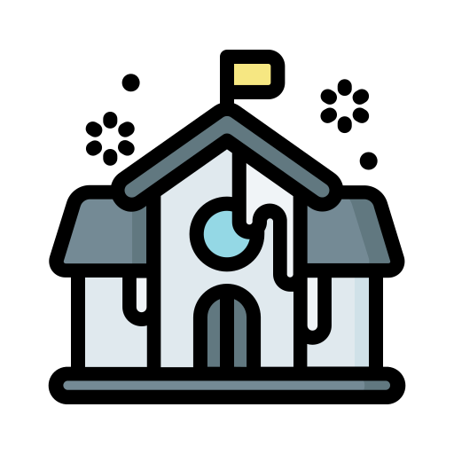 Building, education, school, winter, snow icon
