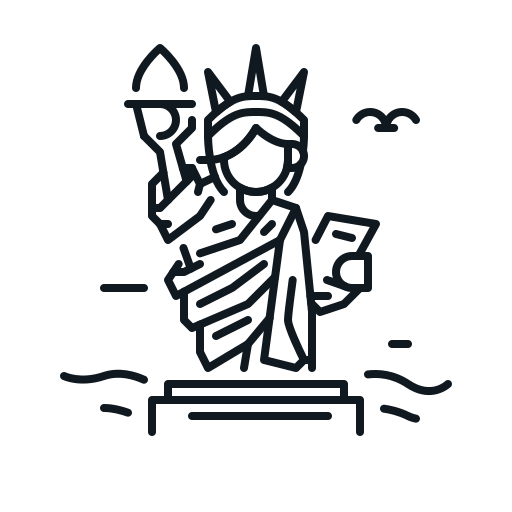 Landmark, liberty, statue, usa icon