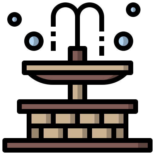 And, farming, fountain, furniture, gardening, household, park icon