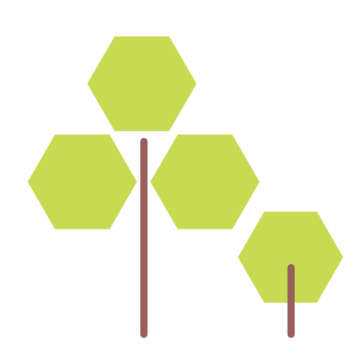 Green, hexagon, nature, tree icon