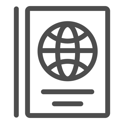 Abroad, airport, country, document, flight, passport, world icon