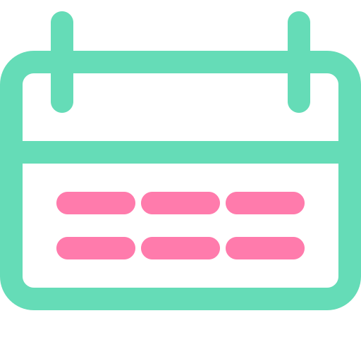 Calendar, blue, pink, date, time icon