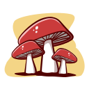 Mushrooms,Autumn,Nature,Plant,Cartoon,Hand-drawn,Outline