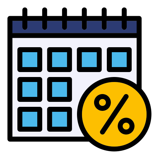 Calendar, schedule, event, discount icon