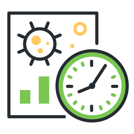 Coronavirus, incubation period, time, virus icon