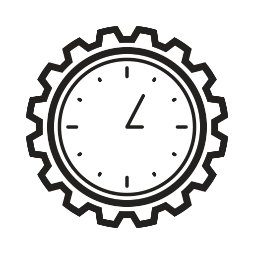 Bussiness, clock, gear, media, time, work icon