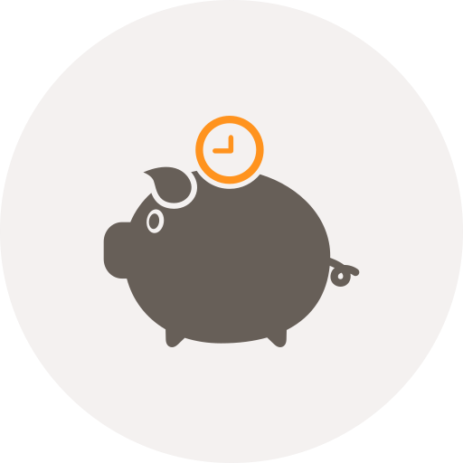 Clock, money, pig, piggy bank, saving, time icon