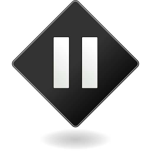 Arrow, logo, pause, stop, tape, wait icon