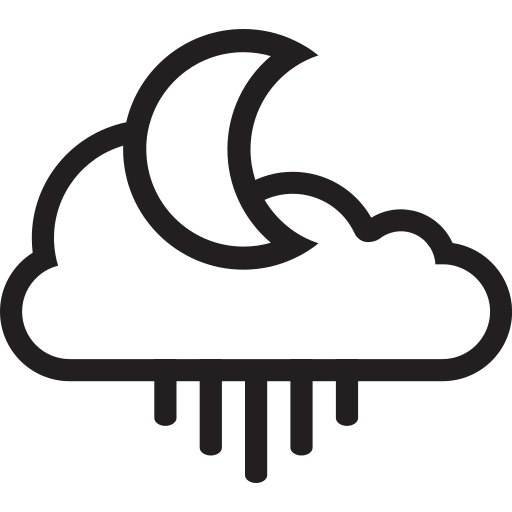Cloud, forecast, moon, night, rain, weather icon