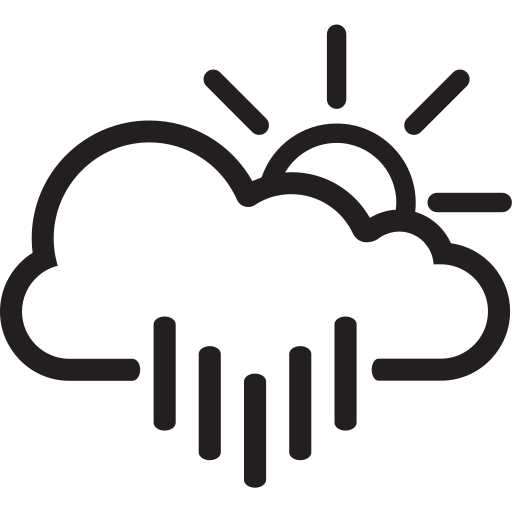 Cloud, cloudy, forecast, heavy rain, rain, sun, weather icon