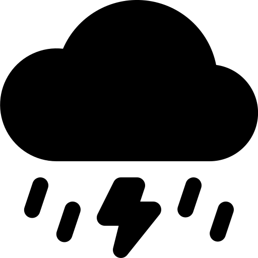 Cloud, lightning, rain, fill icon
