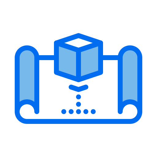 Augmented, blueprint, cube, document, map, reality icon