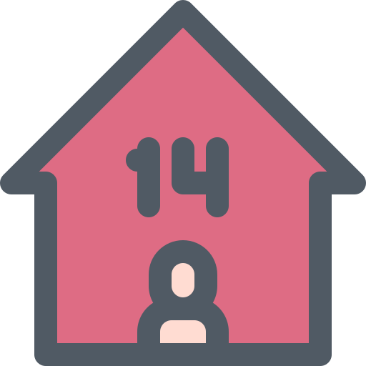 Day, fourteen, home, isolation, quarantine icon